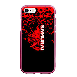 Чехол iPhone 7/8 матовый Cyberpunk samurai красные краски, цвет: 3D-малиновый