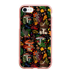 Чехол iPhone 7/8 матовый Фон с лесными грибами