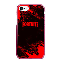 Чехол iPhone 7/8 матовый Fortnite game colors red, цвет: 3D-малиновый