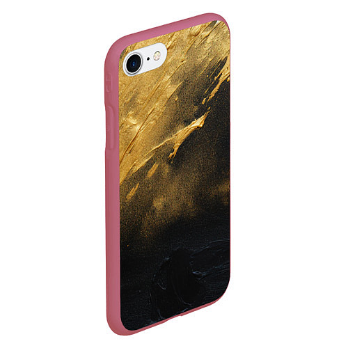 Чехол iPhone 7/8 матовый Золотое напыление на черном / 3D-Малиновый – фото 2