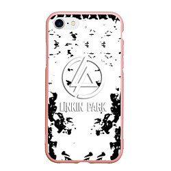 Чехол iPhone 7/8 матовый Linkin park краски лого чёрно белый, цвет: 3D-светло-розовый