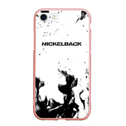 Чехол iPhone 7/8 матовый Nickelback серый дым рок, цвет: 3D-светло-розовый