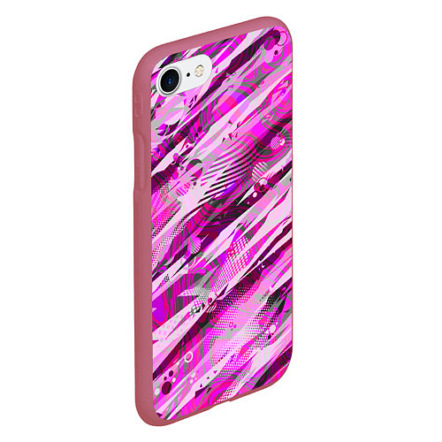 Чехол iPhone 7/8 матовый Розовые паттерны / 3D-Малиновый – фото 2