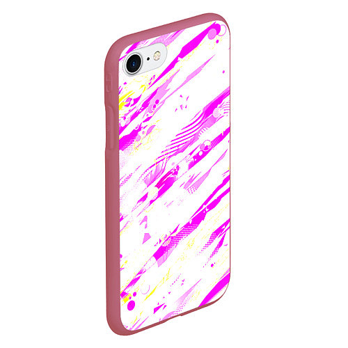 Чехол iPhone 7/8 матовый Розовые паттерны / 3D-Малиновый – фото 2