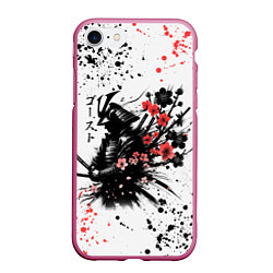 Чехол iPhone 7/8 матовый Ghost of Tsushima - sakura samurai ghost, цвет: 3D-малиновый