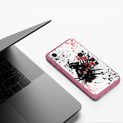 Чехол iPhone 7/8 матовый Ghost of Tsushima - sakura samurai ghost, цвет: 3D-малиновый — фото 2