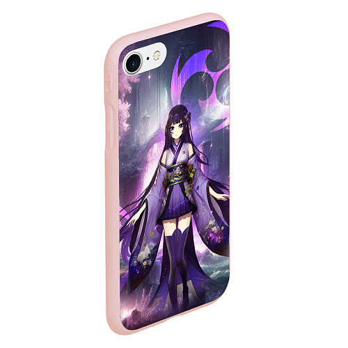 Чехол iPhone 7/8 матовый Genshin Impact - character Raiden / 3D-Светло-розовый – фото 2