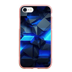 Чехол iPhone 7/8 матовый Черно-синий абстрактный фон
