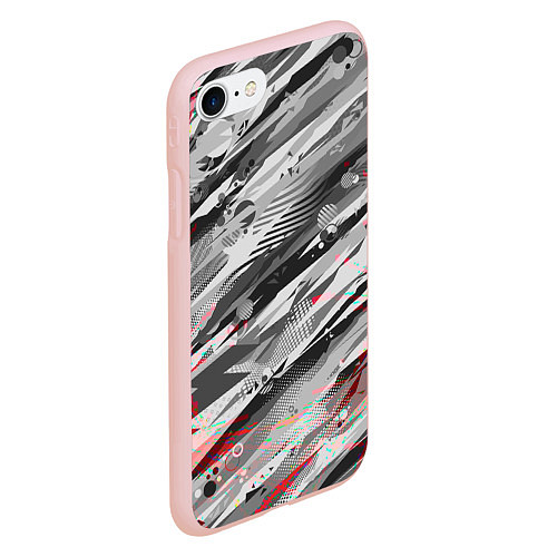 Чехол iPhone 7/8 матовый Серые узоры / 3D-Светло-розовый – фото 2
