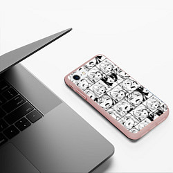 Чехол iPhone 7/8 матовый Ahegao pattern, цвет: 3D-светло-розовый — фото 2