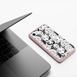 Чехол iPhone 7/8 матовый Ahegao узор, цвет: 3D-светло-розовый — фото 2