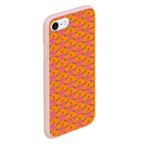 Чехол iPhone 7/8 матовый Паттерн розы с листиками / 3D-Светло-розовый – фото 2