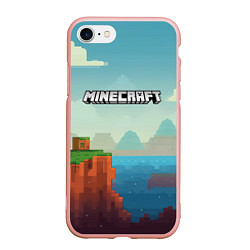 Чехол iPhone 7/8 матовый Minecraft logo квадратный мир