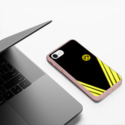 Чехол iPhone 7/8 матовый Borussia geometry yellow, цвет: 3D-светло-розовый — фото 2