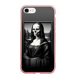 Чехол iPhone 7/8 матовый Мона Лиза Black skull, цвет: 3D-светло-розовый