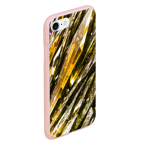 Чехол iPhone 7/8 матовый Драгоценные кристаллы жёлтые / 3D-Светло-розовый – фото 2