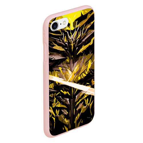 Чехол iPhone 7/8 матовый Жёлтый камень на чёрном фоне / 3D-Светло-розовый – фото 2