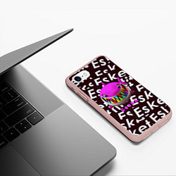 Чехол iPhone 7/8 матовый Esskeetit logo pattern, цвет: 3D-светло-розовый — фото 2