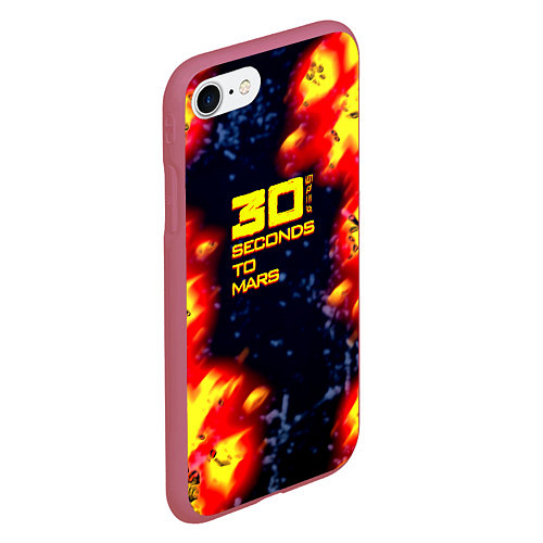Чехол iPhone 7/8 матовый Thirty Seconds to Mars огненное лого / 3D-Малиновый – фото 2