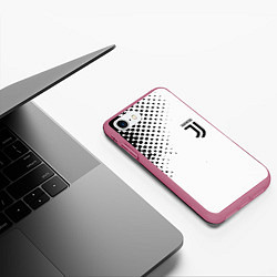 Чехол iPhone 7/8 матовый Juventus sport black geometry, цвет: 3D-малиновый — фото 2