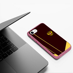 Чехол iPhone 7/8 матовый Россия спорт стиль ссср, цвет: 3D-малиновый — фото 2