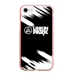 Чехол iPhone 7/8 матовый Linkin park рок бенд краски, цвет: 3D-светло-розовый