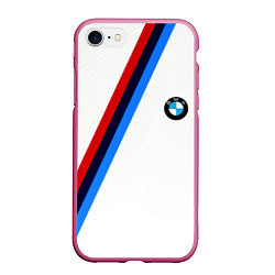 Чехол iPhone 7/8 матовый BMW brend geometry sport, цвет: 3D-малиновый