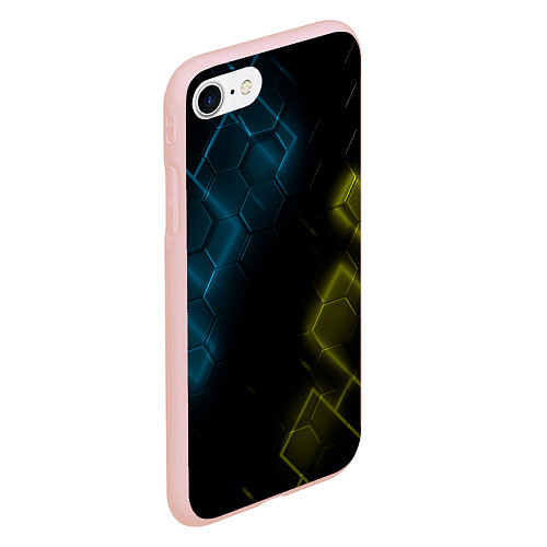 Чехол iPhone 7/8 матовый Нано соты и неон / 3D-Светло-розовый – фото 2