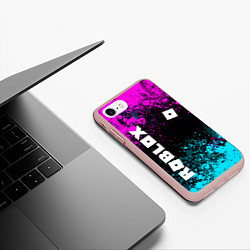 Чехол iPhone 7/8 матовый Роблокс - неоновые брызги, цвет: 3D-светло-розовый — фото 2
