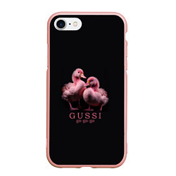 Чехол iPhone 7/8 матовый Два маленьких гуся: Gussi ga-ga-ga, цвет: 3D-светло-розовый