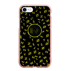 Чехол iPhone 7/8 матовый Twenty one pilots pattern rock yellow, цвет: 3D-светло-розовый