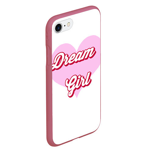 Чехол iPhone 7/8 матовый Девушка-мечта и розовое сердце / 3D-Малиновый – фото 2