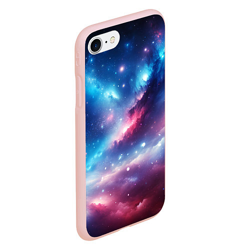 Чехол iPhone 7/8 матовый Розово-голубой космический пейзаж / 3D-Светло-розовый – фото 2