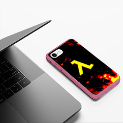 Чехол iPhone 7/8 матовый Half life огненный стиль лава, цвет: 3D-малиновый — фото 2