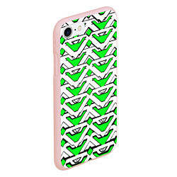 Чехол iPhone 7/8 матовый Бело-зелёный узор, цвет: 3D-светло-розовый — фото 2