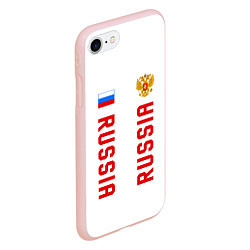 Чехол iPhone 7/8 матовый Россия три полоски на белом фоне, цвет: 3D-светло-розовый — фото 2