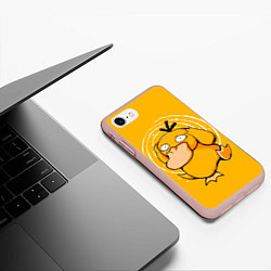 Чехол iPhone 7/8 матовый Псидак желтая утка покемон, цвет: 3D-светло-розовый — фото 2