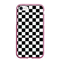 Чехол iPhone 7/8 матовый Шахматный паттерн доска, цвет: 3D-малиновый