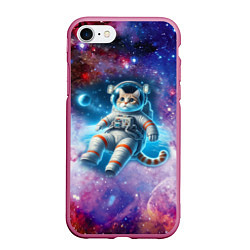 Чехол iPhone 7/8 матовый The cat is a brave cosmonaut - ai art, цвет: 3D-малиновый