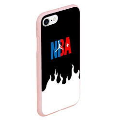 Чехол iPhone 7/8 матовый Баскетбол нба огонь, цвет: 3D-светло-розовый — фото 2