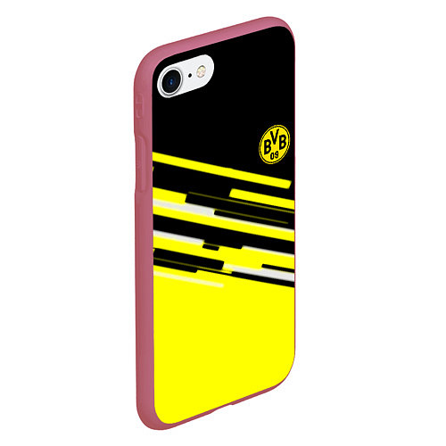 Чехол iPhone 7/8 матовый Borussia текстура спорт / 3D-Малиновый – фото 2