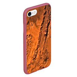 Чехол iPhone 7/8 матовый Каналы на Марсе - star dust, цвет: 3D-малиновый — фото 2