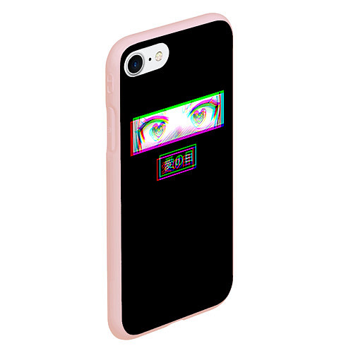 Чехол iPhone 7/8 матовый Глаза сердечки - аниме / 3D-Светло-розовый – фото 2