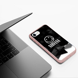 Чехол iPhone 7/8 матовый Nirvana текстура рок, цвет: 3D-светло-розовый — фото 2