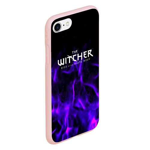 Чехол iPhone 7/8 матовый Ведьмак неоновый огонь текстура / 3D-Светло-розовый – фото 2