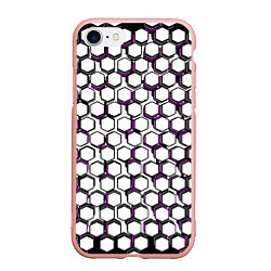 Чехол iPhone 7/8 матовый Киберпанк узор из шестиугольников розовый