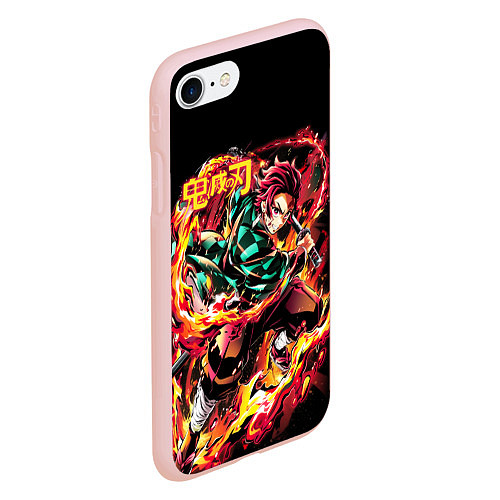 Чехол iPhone 7/8 матовый Тандзиро - Клинок, рассекающий демонов / 3D-Светло-розовый – фото 2