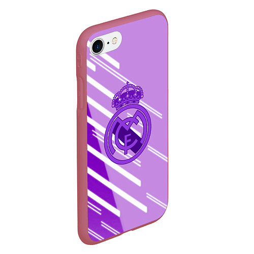 Чехол iPhone 7/8 матовый Real Madrid текстура фк / 3D-Малиновый – фото 2