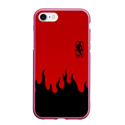 Чехол iPhone 7/8 матовый NBA огонь спорт текстура, цвет: 3D-малиновый