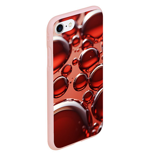 Чехол iPhone 7/8 матовый Крупные красные капли / 3D-Светло-розовый – фото 2